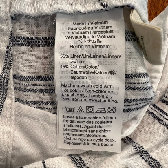 MADEWELL Linen Paperbag Pants White Cotton Dark Baltic Stripe AN839 Size 6 - Picture 16 of 16